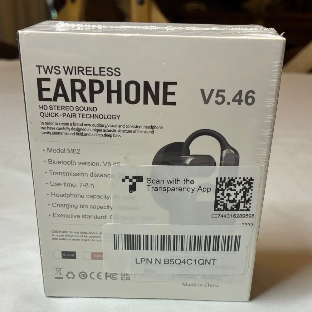 M62 TWS Wireless Earphones - Black